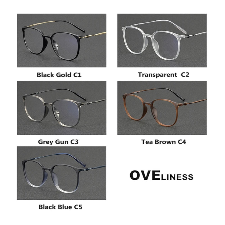 Oveliness Unisex Full Rim Oval Square Acetate Titanium Eyeglasses 8663 Full Rim Oveliness   