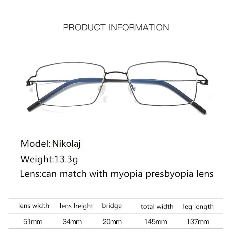 Aimee 513420 Full Rim Wide-Profile Screwless Titanium Square Frames Aimee