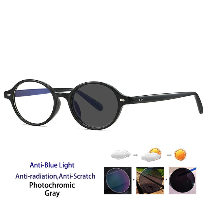 Kocolior Unisex Full Rim Round PC Tr 90 Alloy Photochromic Reading Glasses 512297