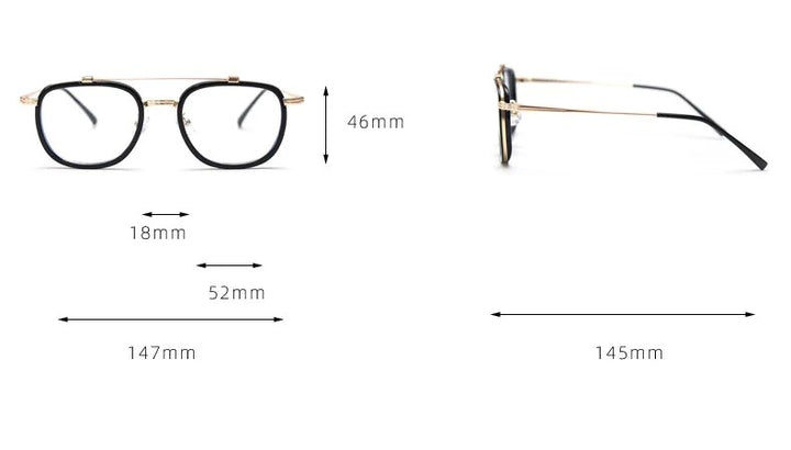 CCspace Unisex Full Rim Square Double Bridge Alloy Eyeglasses 57049 Full Rim CCspace   