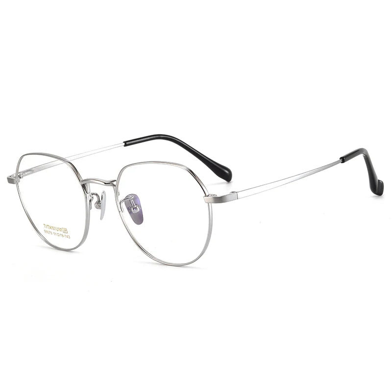 Bclear Women's Full Rim Flat Top Round Titanium Eyeglasses 48669 Full Rim Bclear Silver  