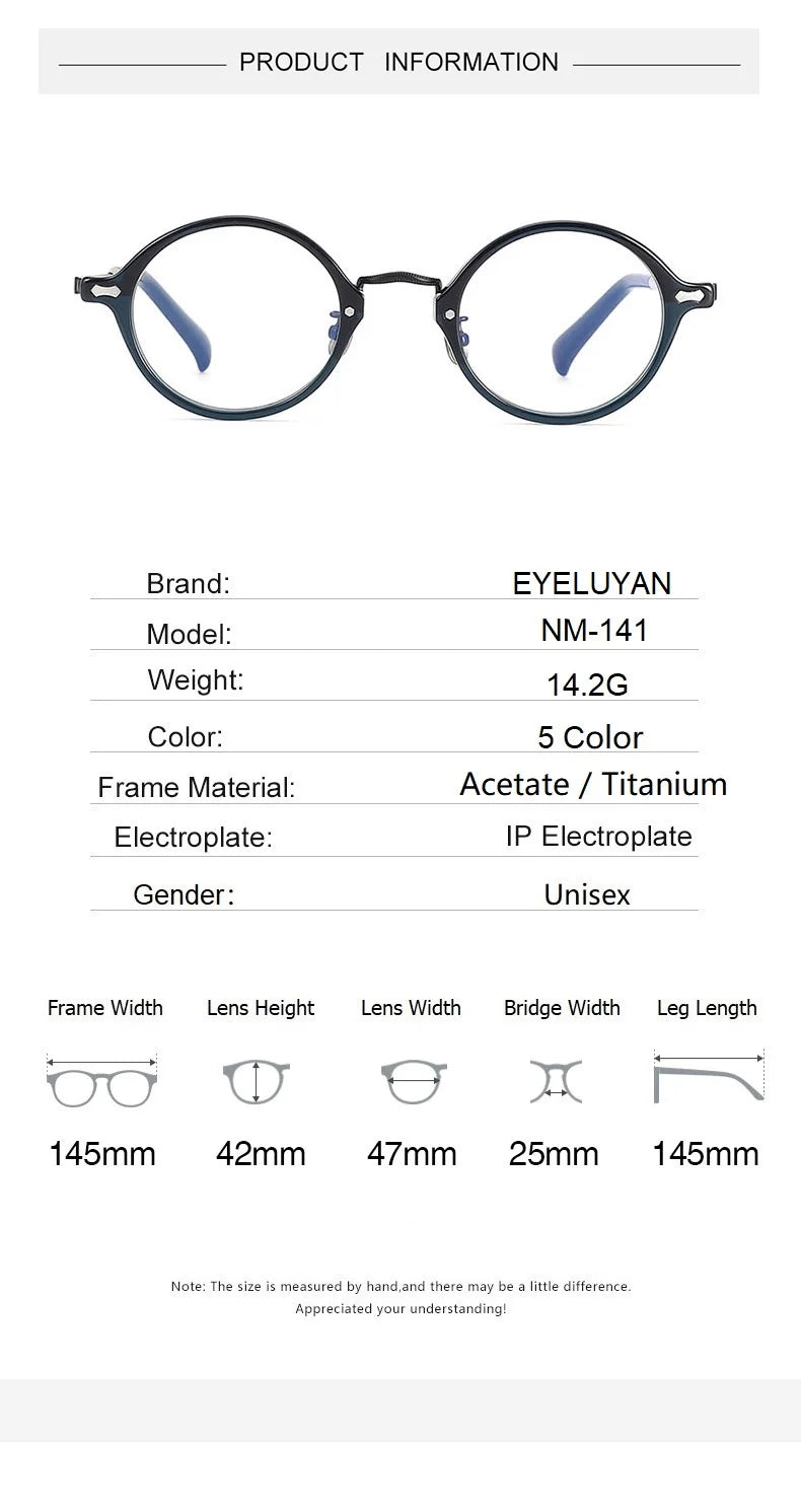 Eleccion Unisex Full Rim Round Acetate Titanium Eyeglasses 942141 Full Rim Eleccion