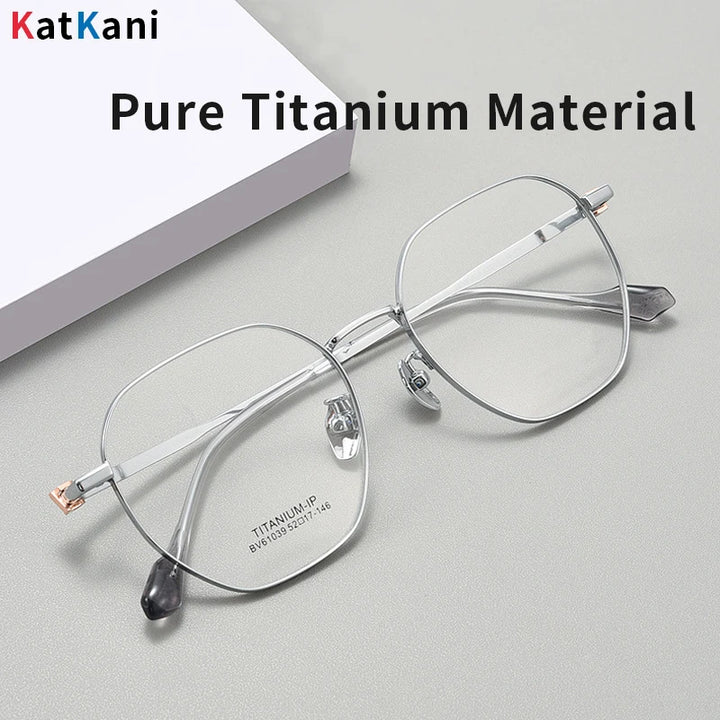 KatKani Unisex Full Rim Polygon Titanium Eyeglasses B61039 Full Rim KatKani Eyeglasses   