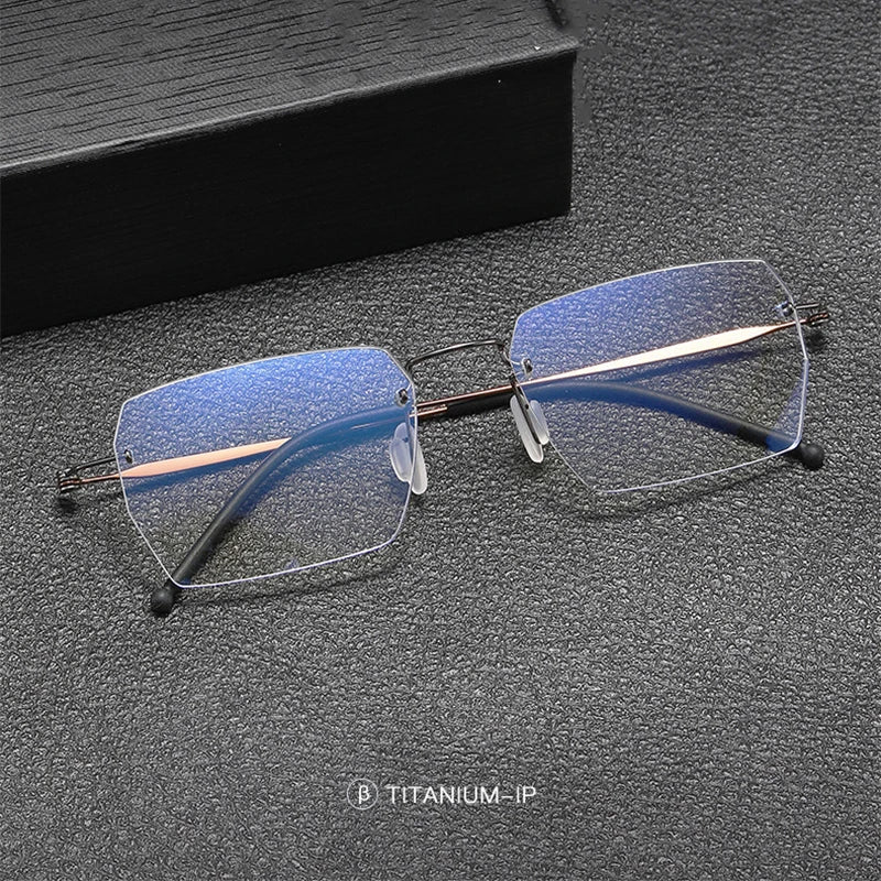 Hdcrafter Unisex Rimless Square Screwless Titanium Eyeglasses 5937 Rimless Hdcrafter Eyeglasses   