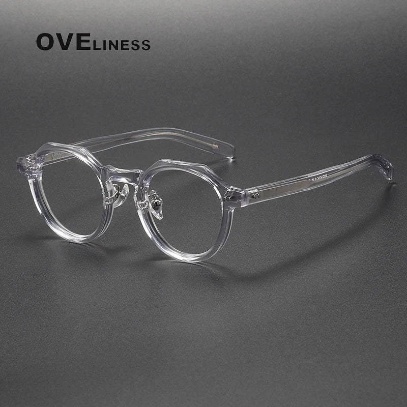 Oveliness Unisex Full Rim Round Acetate Eyeglasses V003 Full Rim Oveliness transparent  