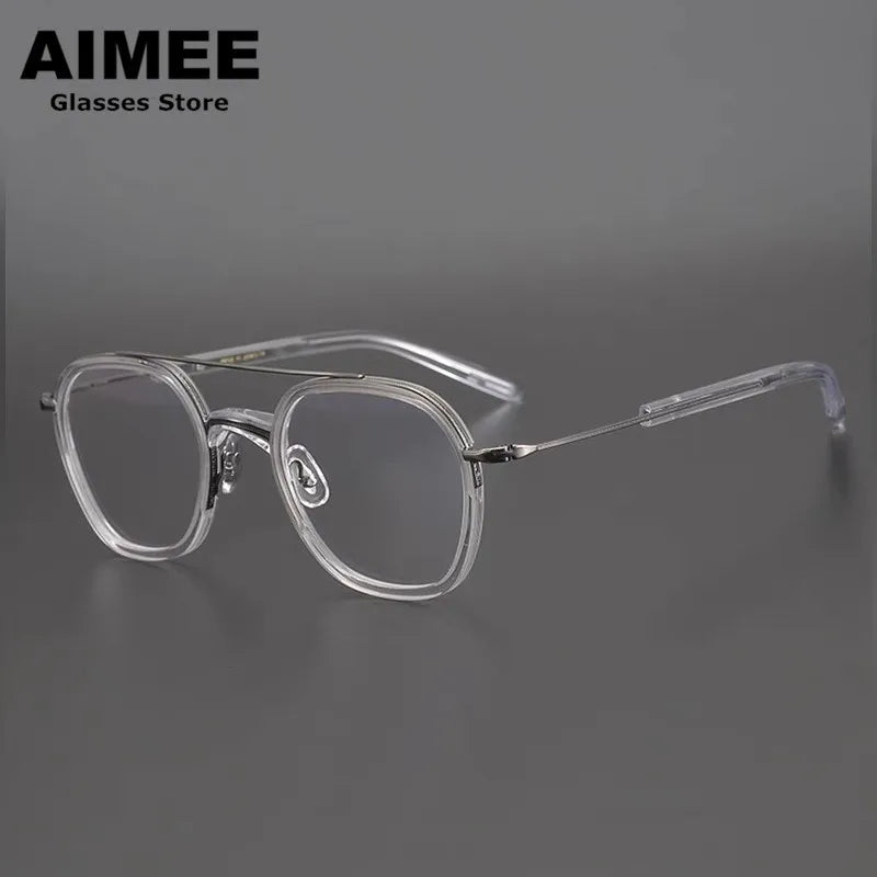 Aimee Unisex Full Rim Oval Double Bridge Titanium Acetate Eyeglasses 7115 Full Rim Aimee   