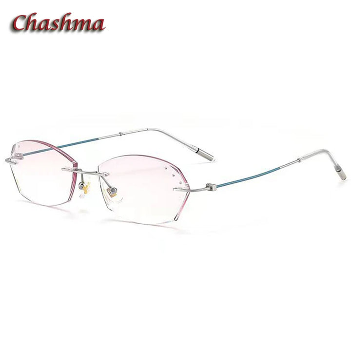 Chashma Ochki Women's Rimless Oval Titanium Eyeglasses 8983 Rimless Chashma Ochki Silver Green  