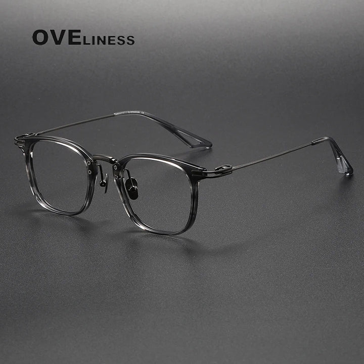 Oveliness Unisex Full Rim Square Acetate Titanium Eyeglasses 80870