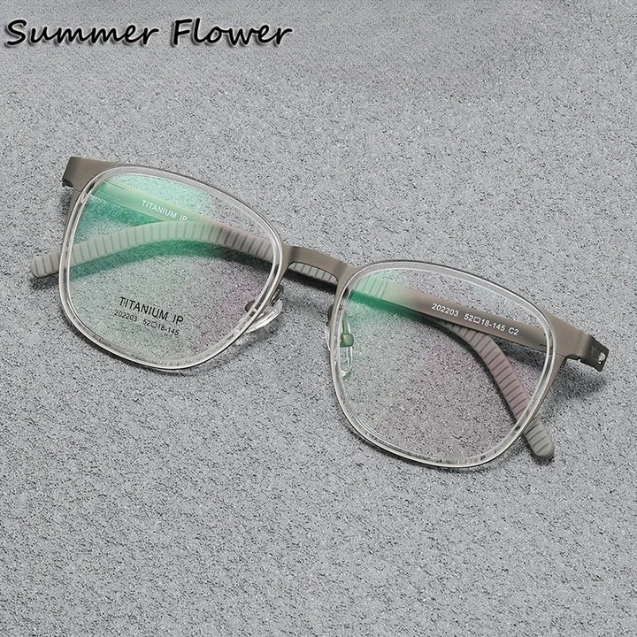 Summer Flower Unisex Full Rim Round Square Titanium Eyeglasses 202203