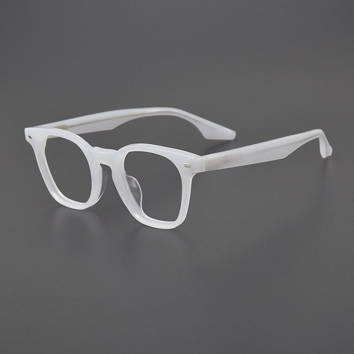 Gatenac Unisex Full Rim Square Acetate Eyeglasses Gxyj1102 Full Rim Gatenac White  