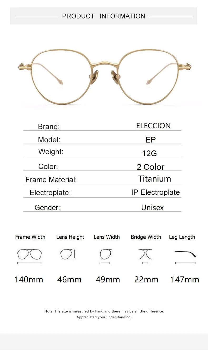 Eleccion Unisex Full Rim Oval Round Titanium Eyeglasses Full Rim Eleccion