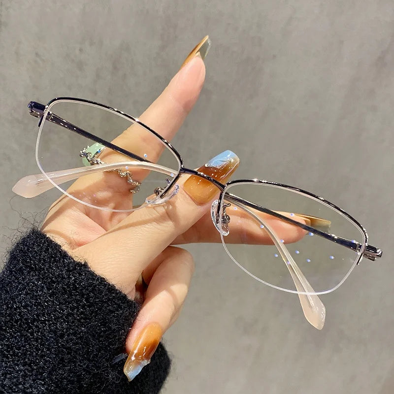 Momoja Women's Semi Rim Square Titanium Eyeglasses 23006