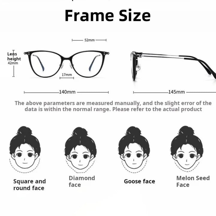 Momoja Women's Full Rim Cat Eye Tr90 Titanium Eyeglasses Clip On Sunglasses 80084