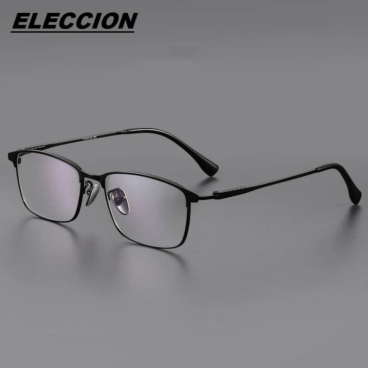 Eleccion Unisex Full Rim Square Titanium Eyeglasses 85941 Full Rim Eleccion Black CHINA