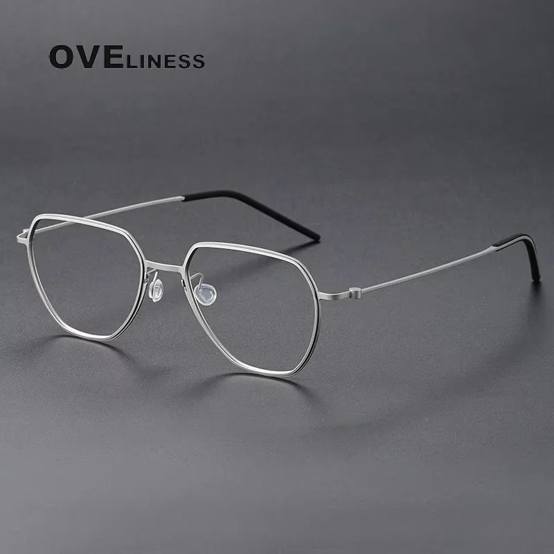 Oveliness Unisex Full Rim Square Polygon Titanium Eyeglasses 45527