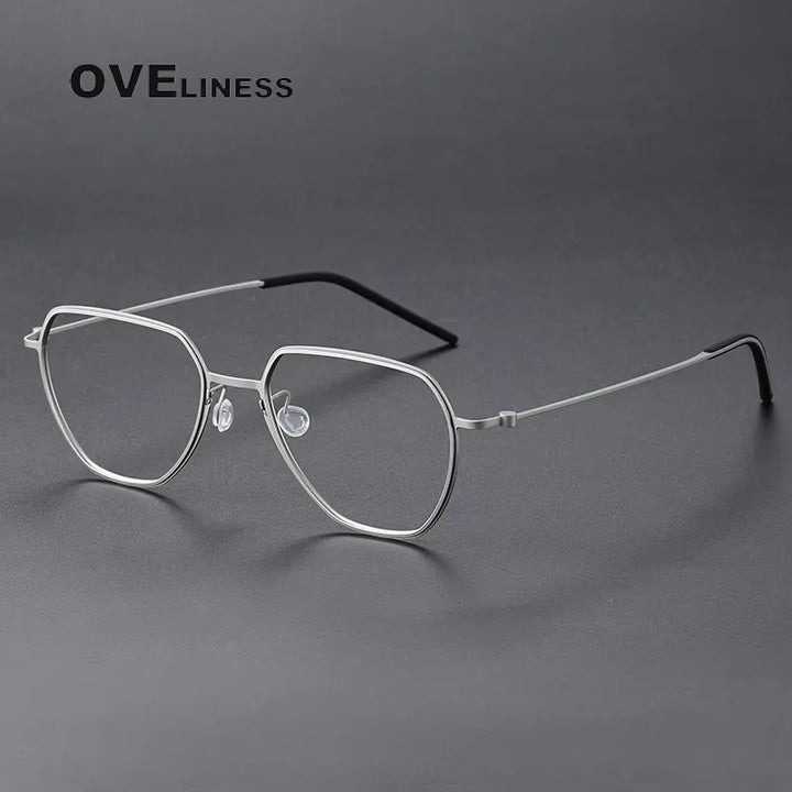 Oveliness Unisex Full Rim Square Polygon Titanium Eyeglasses 45527