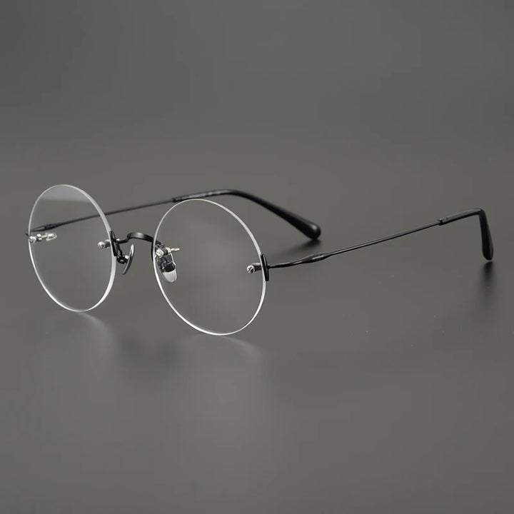 Aimee Unisex Rimless Round Titanium Eyeglasses 13321 Rimless Aimee Black  