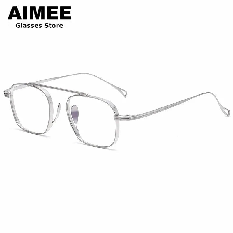 Aimee Unisex Full Rim Square Double Bridge Titanium Eyeglasses 9501 Full Rim Aimee   