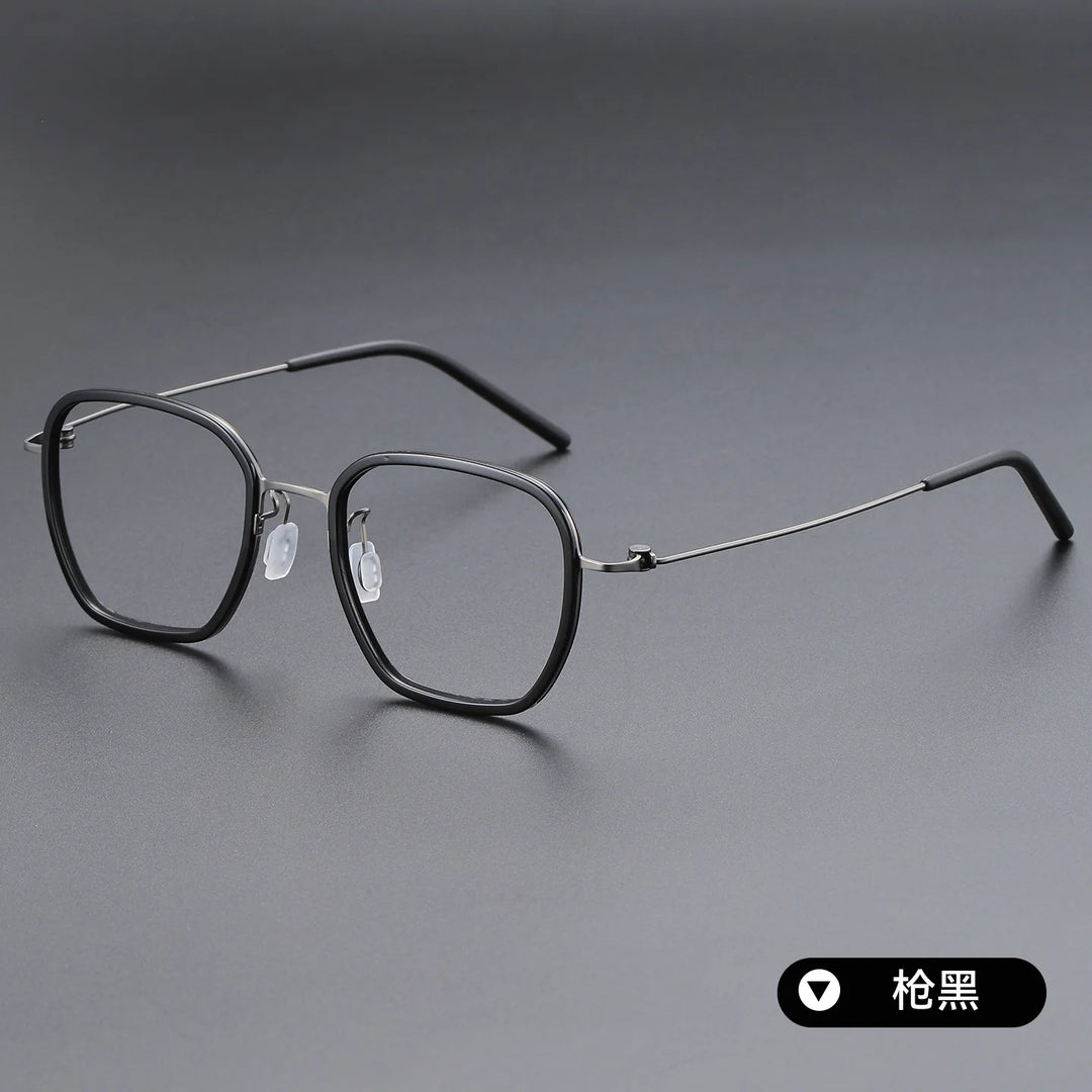 Bclear Unisex Full Rim Polygon Oval Acetate Titanium Eyeglasses 639852