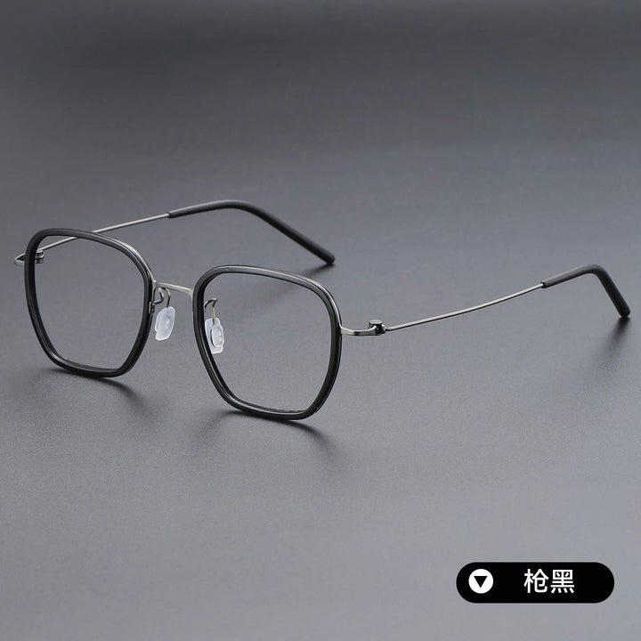 Bclear Unisex Full Rim Polygon Oval Acetate Titanium Eyeglasses 639852