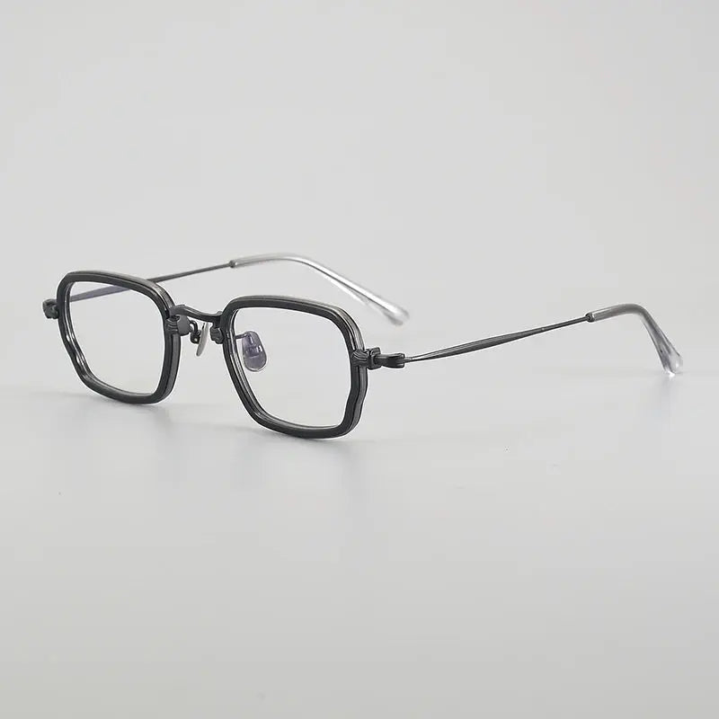 Aror Unisex Full Rim Polygon Square Acetate Titanium Eyeglasses 195198.