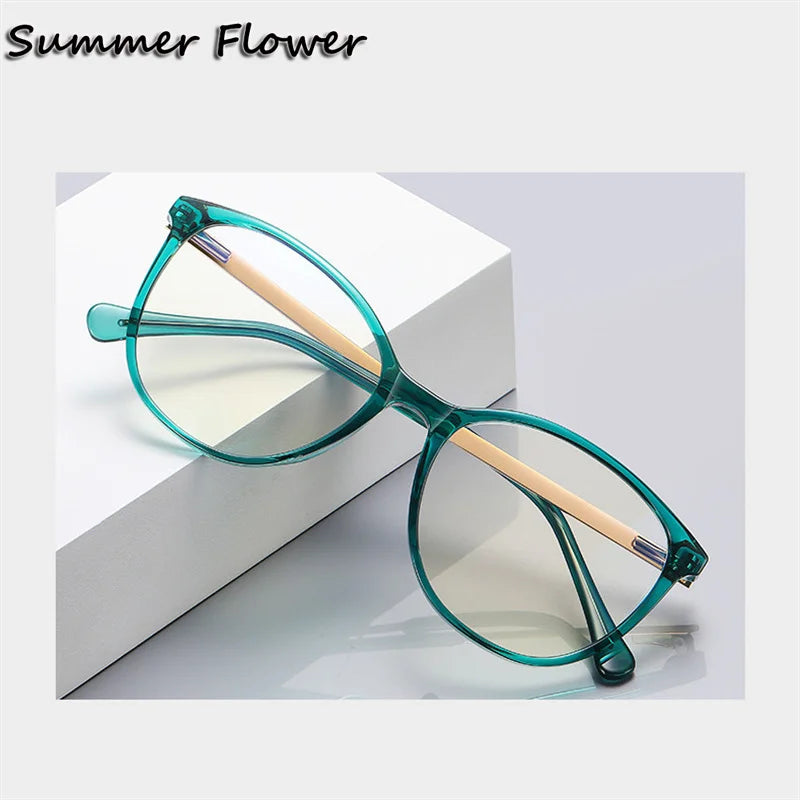 Summer Flower Women's Full Rim Round Tr 90 Titanium Eyeglasses 205644