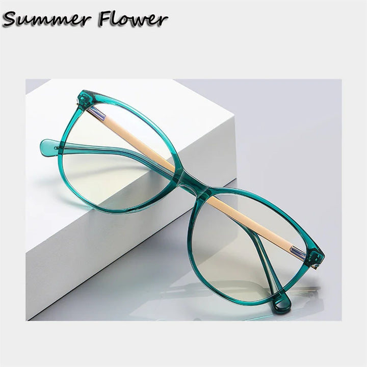 Summer Flower Women's Full Rim Round Tr 90 Titanium Eyeglasses 205644