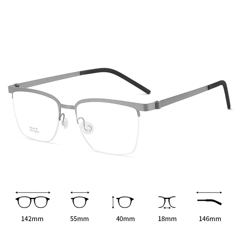 Yimaruili Men's Semi Rim Square Titanium Eyeglasses 367427