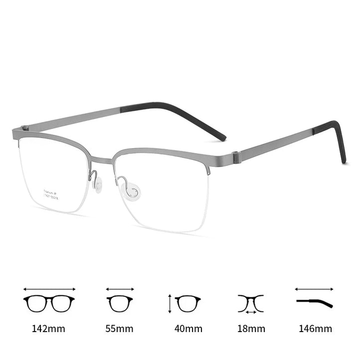 Yimaruili Men's Semi Rim Square Titanium Eyeglasses 367427