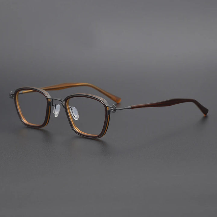 Black Mask Unisex Full Rim Square Titanium Acetate Eyeglasses Sc19 Full Rim Black Mask Brown  