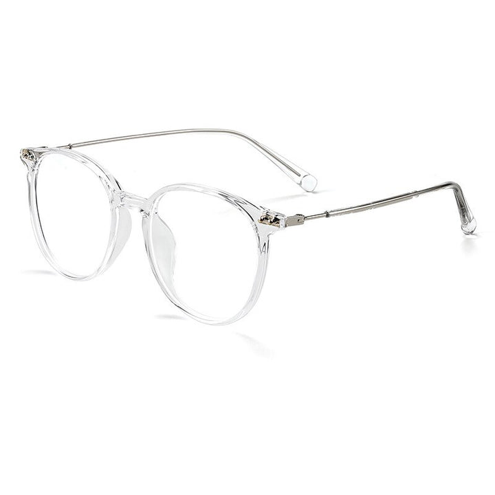 KatKani Unisex Full Rim Square Tr 90 Alloy Eyeglasses 01252 Full Rim KatKani Eyeglasses Transparent Silver  