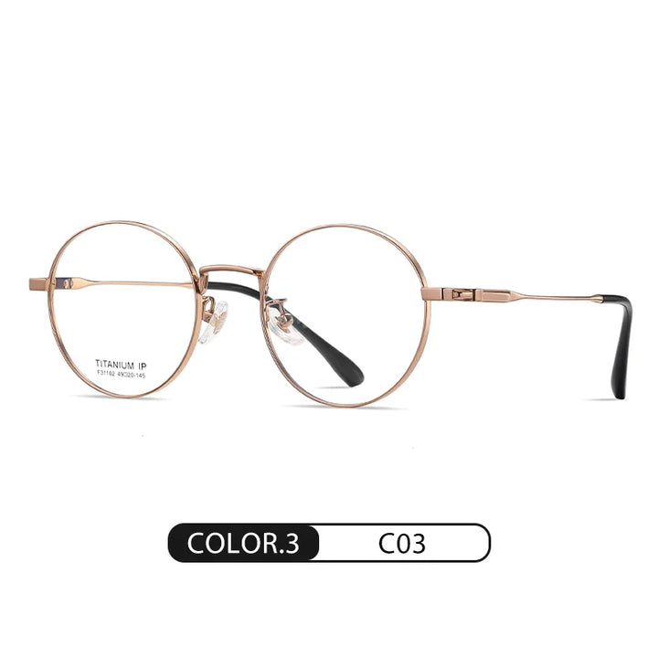 Reven Jate Women's Full Rim Round Titanium Eyeglasses 31102