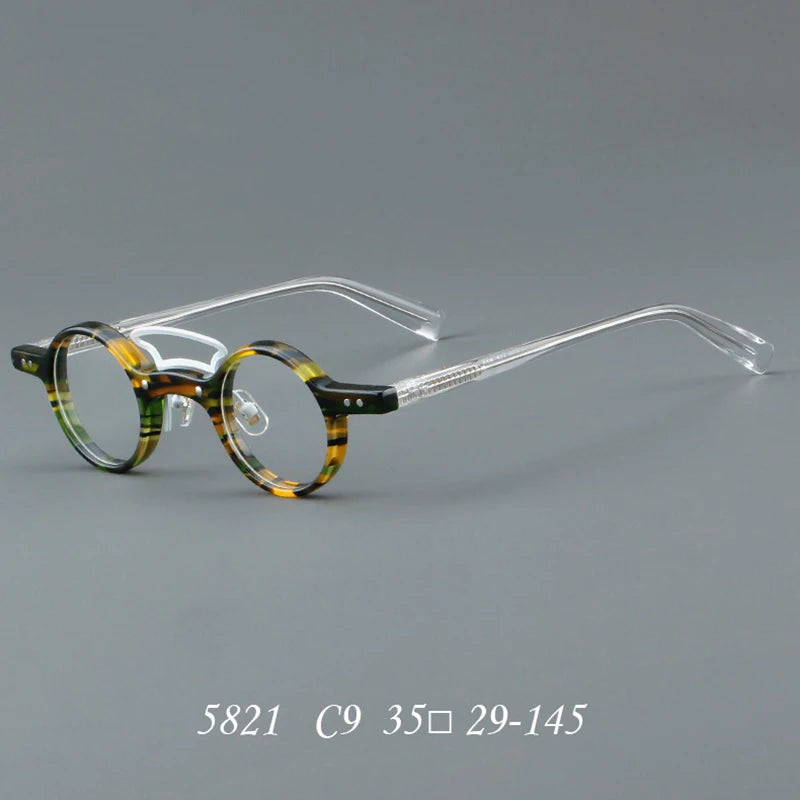 Nobler Unisex Full Rim Round Double Bridge Acetate Titanium Eyeglasses 5821 Full Rim Nobler C9  