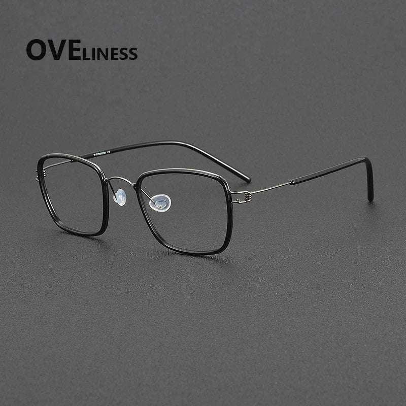 Oveliness Women's Full Rim Polygon Acetate Titanium Eyeglasses 381048