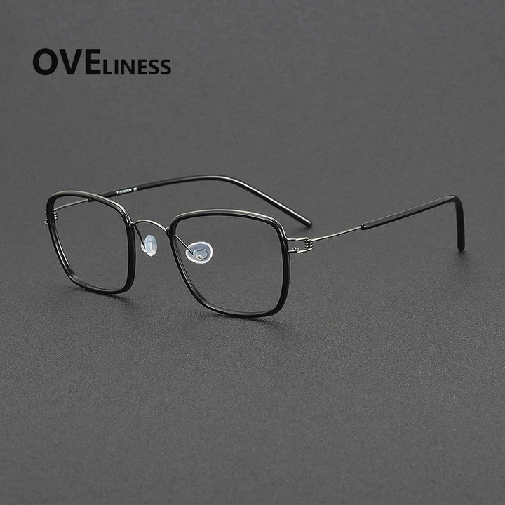 Oveliness Women's Full Rim Polygon Acetate Titanium Eyeglasses 381048