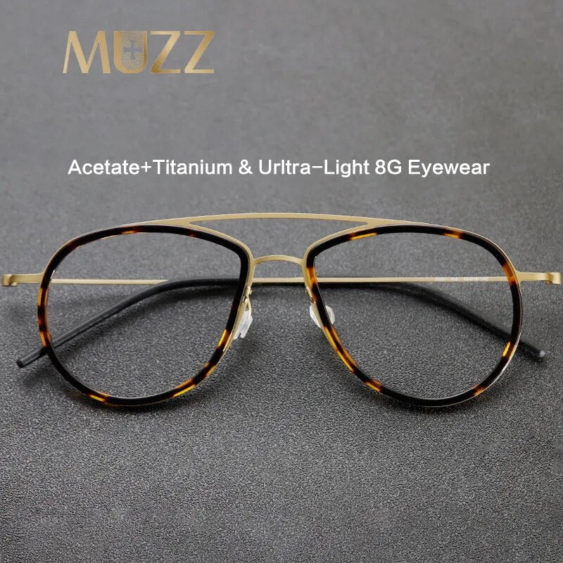 Muzz Unisex Full Rim Square Double Bridge Titanium Acetate Eyeglasses  5507 Full Rim Muzz   
