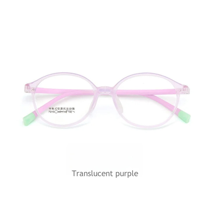 KatKani Unisex Children's Full Rim Round Tr 90 Silicone Eyeglasses 7315 Full Rim KatKani Eyeglasses Translucent purple  