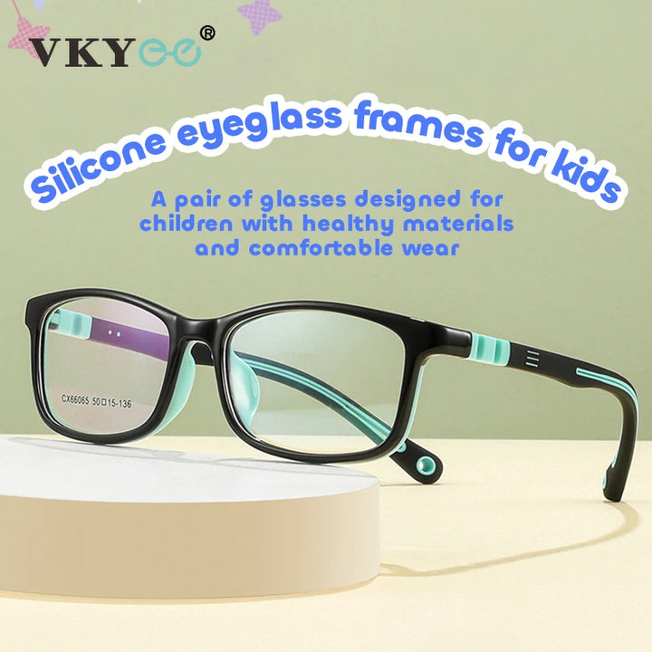 Vicky Unisex Youth's Full Rim Square Tr 90 Silicone Eyeglasses V66065 Full Rim Vicky   