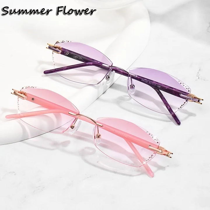 Summer Flower Women's Rimless Oval Square Titanium Eyeglasses 613558