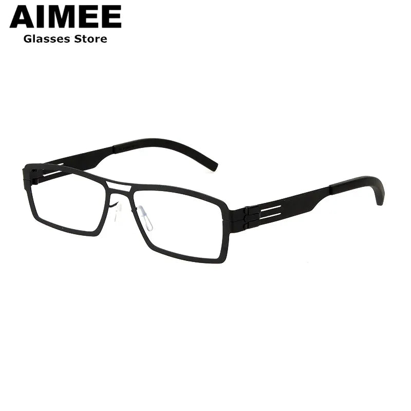 Aimee Unisex Full Rim Square Double Bridge Screwless Steel Eyeglasses 1173 Full Rim Aimee Black  