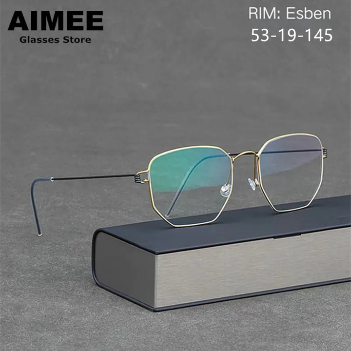 Aimee Unisex Full Rim Polygon Screwless Titanium Eyeglasses 51925 Full Rim Aimee   