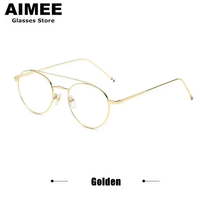 Aimee Women's Full Rim Round Double Bridge Titanium Eyeglasses 541101