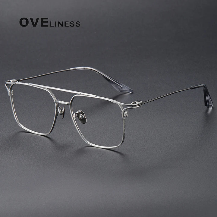Oveliness Unisex Full Rim Square Double Bridge Titanium Eyeglasses 381000