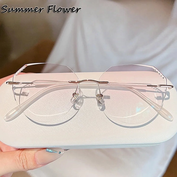 Summer Flower Women's Rimless Oval Square Titanium Eyeglasses 666085