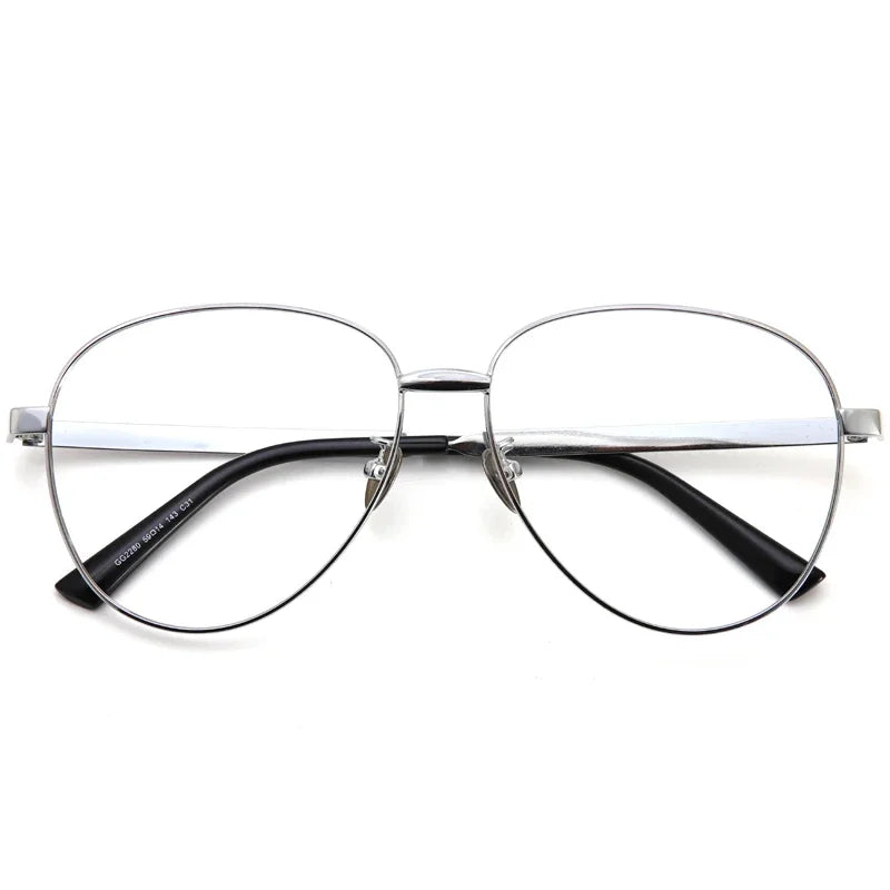 Aror Unisex Full Rim Oval Titanium Eyeglasses 42280 Full Rim Aror Silver