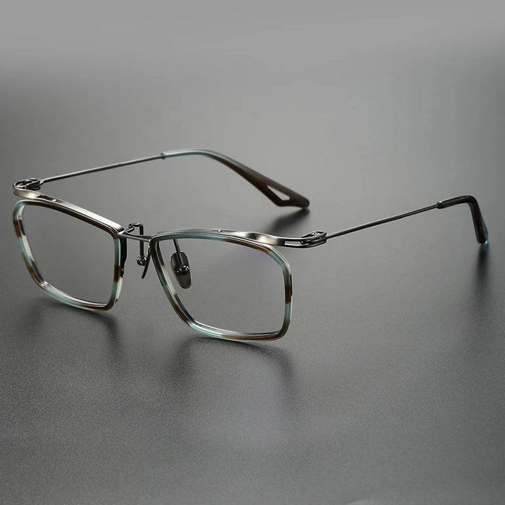 Aimee Unisex Full Rim Square Brow Line Titanium Tr 90 Eyeglasses 1955 Full Rim Aimee Blue-Tortoise  