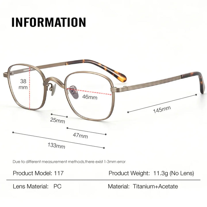 Muzz 117 men's small square IP titanium prescription eyeglasses — view 2