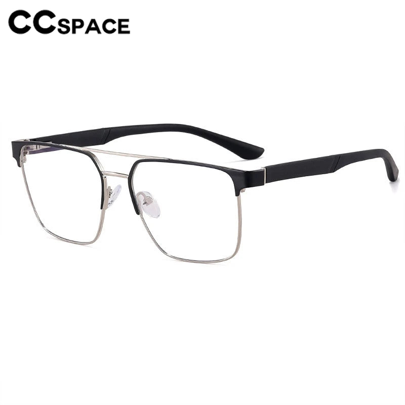 CCspace Unisex Full Rim Square Double Bridge Alloy Eyeglasses 301561 Full Rim CCspace   