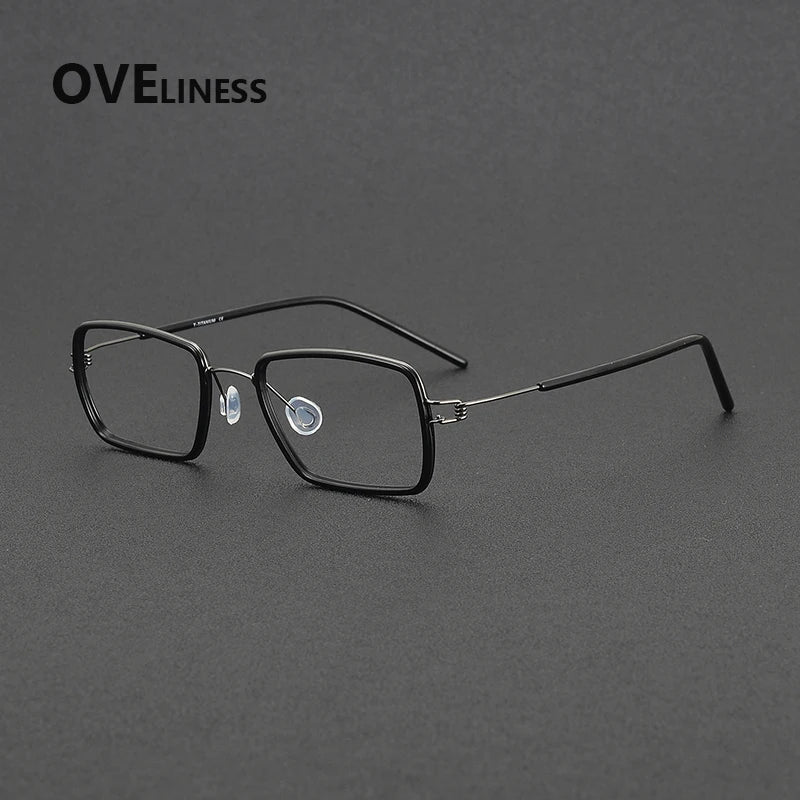 Oveliness Women's Full Rim Square Acetate Titanium Eyeglasses 381047