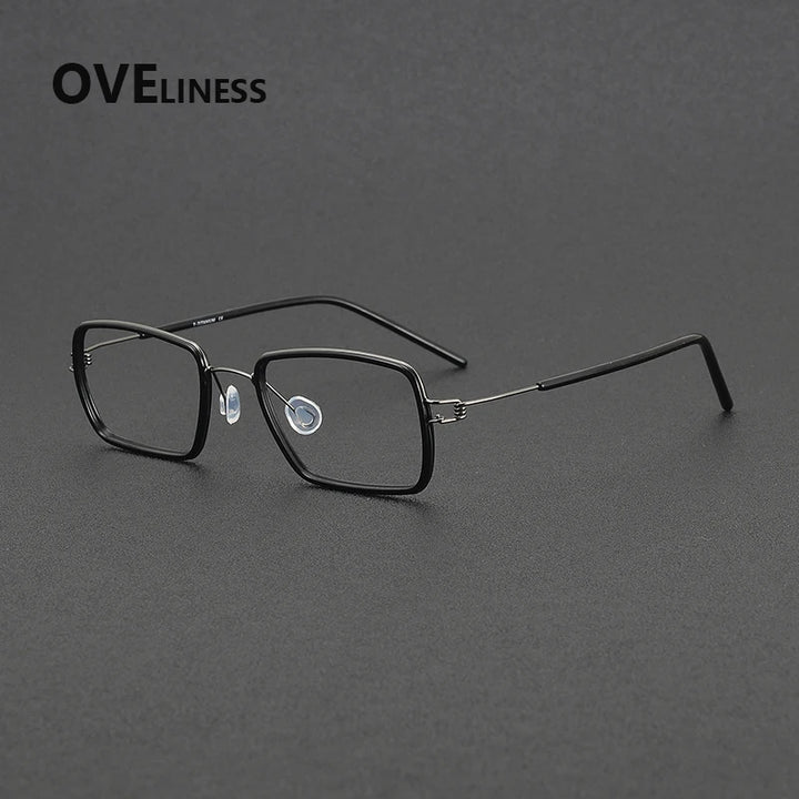 Oveliness Women's Full Rim Square Acetate Titanium Eyeglasses 381047
